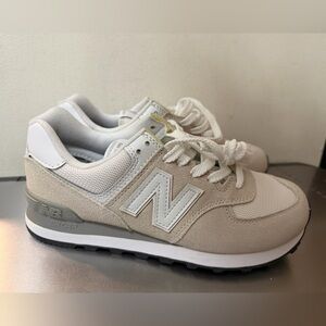 New Balance 574 Classic Women’s Cream and White Sneakers, Size 8
